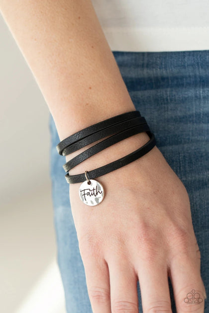 Wonderfully Worded Black Bracelet