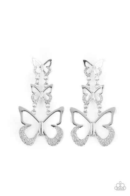 Flamboyant Flutter White Post Earrings